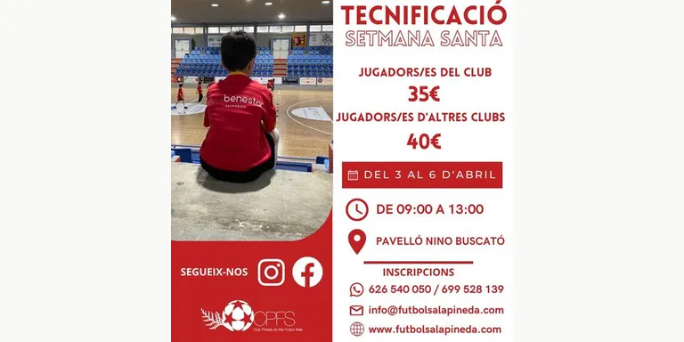 El Racing Pineda de futbol sala organitza una casal de tecnificació per Setmana Santa