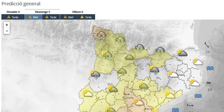 Alerta per fort vent a Catalunya i nevada abundant al Pirineu, que baixarà a 800 metres