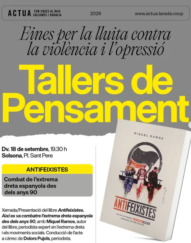 L’Actua de l’Arada programa un cicle de tallers de pensament com a eines per la lluita contra la violència i l’opressió