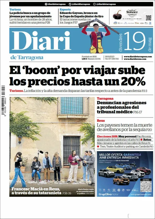 Consulta les portades dels diaris d'aquest 19 de maig