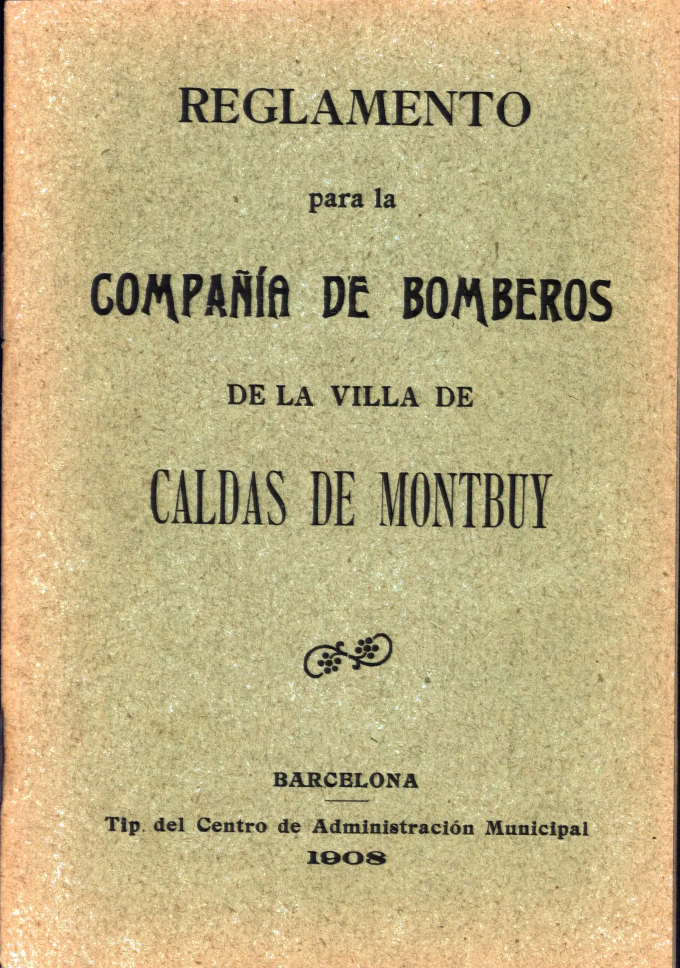 L'arxiu municipal presenta el reglament del primer cos de bombers de Caldes, creat el 1908
