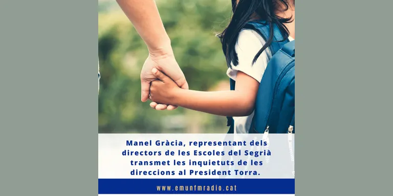 Manel Gràcia, represenant dels directors de les Escoles del Segrià transmet les inquietuds de les direccions al President Torra.
