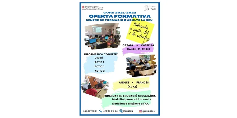 L’Escola d’Adults de la Seu d’Urgell ja ha obert el període de matriculació