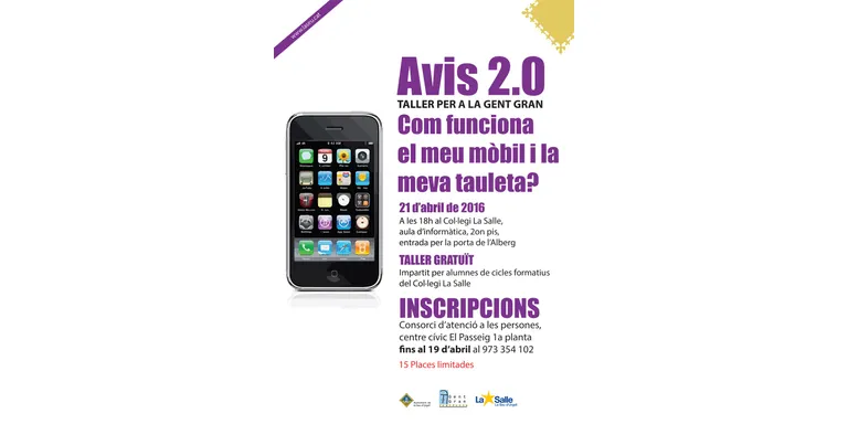 Taller gratuït per a la gent gran per aprendre com funciona un 'smartphone' o una tauleta