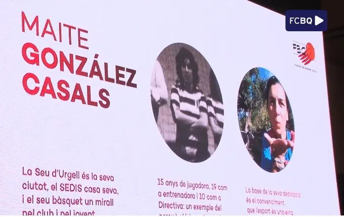 Homenatge a Maite González en la 26a Festa Històrics del Bàsquet Català (FCBQ)
