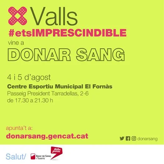 Nova campanya de donació de sang els dies 4 i 5 d’agost