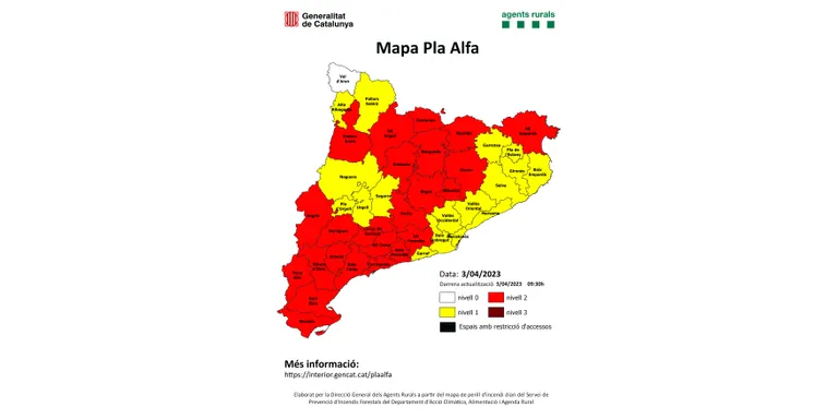 Protecció Civil manté el Pla Infocat en Prealerta per l’elevat risc d’incendi forestal a gran part de Catalunya