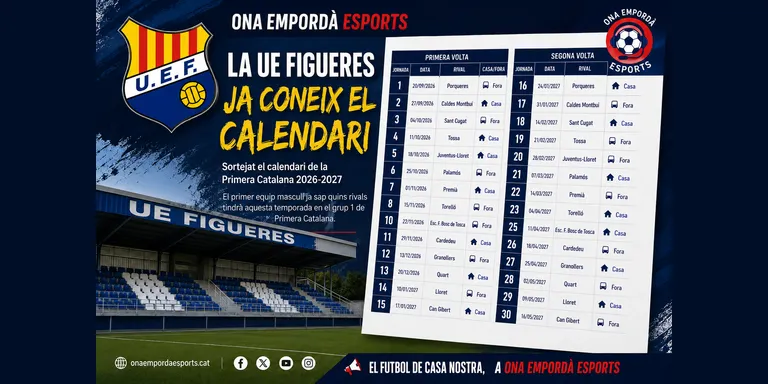 La UE Figueres ja coneix el calendari de Primera Catalana 2026-2027