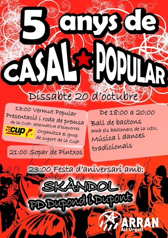 El Casal Popular de l'Alt Urgell celebra el seu 5è aniversari