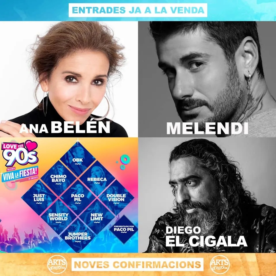 Melendi, Ana Belen, Diego el Cigala i la festa 'Love the 90's' també a l'Arts d'Estiu