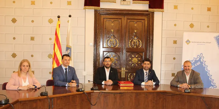 Recepció de l'Ajuntament de la Seu d'Urgell a Jordi Puigneró i Jordi Gallardo