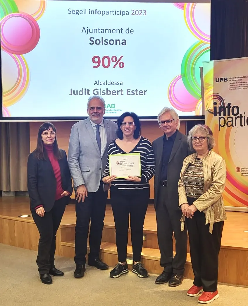 L'Ajuntament de Solsona renova el Segell Infoparticipa amb una puntuació del 90%