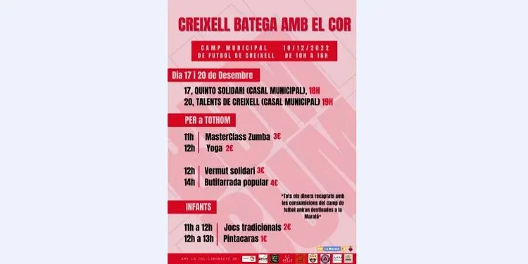 Creixell bategarà amb el cor aquest diumenge en benefici de 'La Marató'