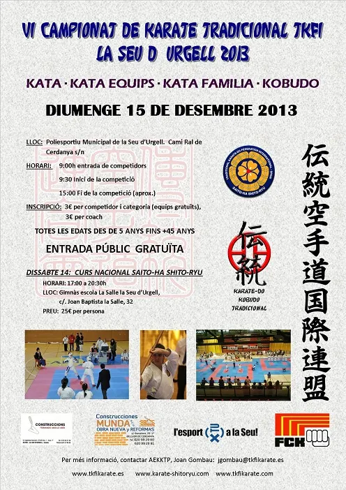 A punt el sisè Campionat de Karate Tradicional de la Seu