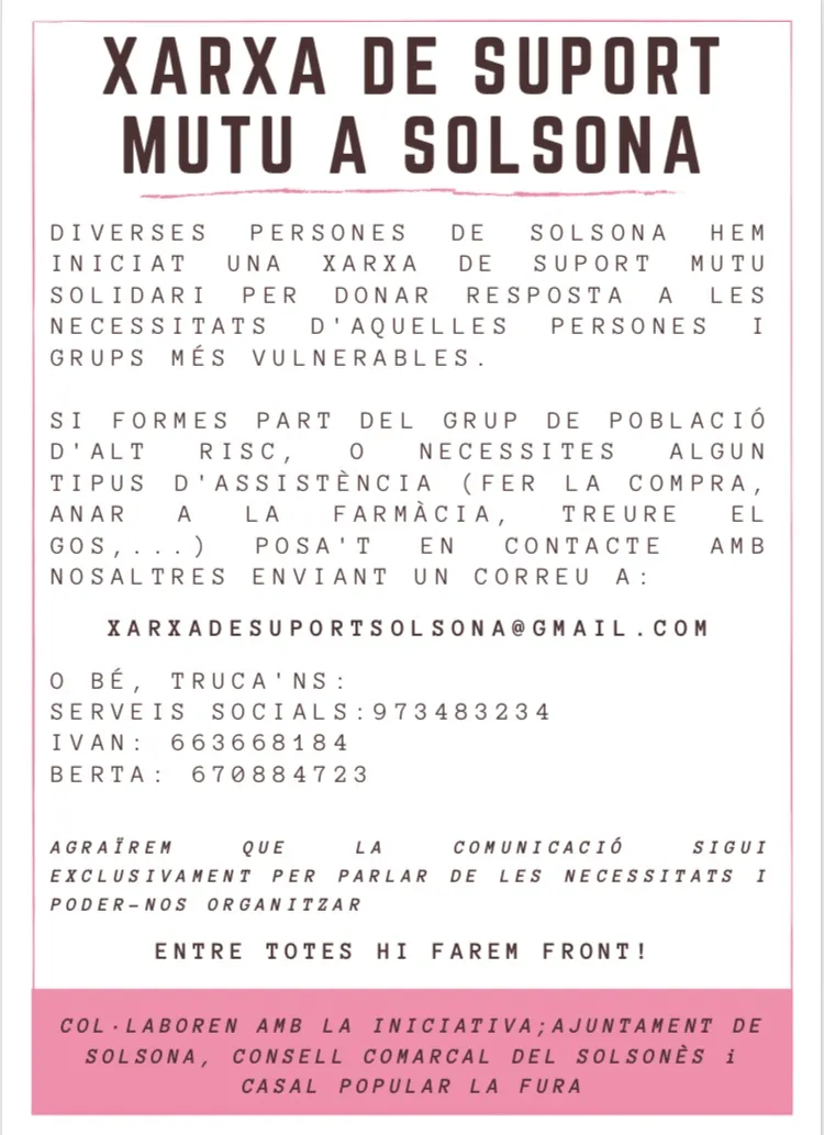 Una xarxa ciutadana de suport i els Serveis Socials faran un seguiment especial de totes les persones grans de risc durant el confinament