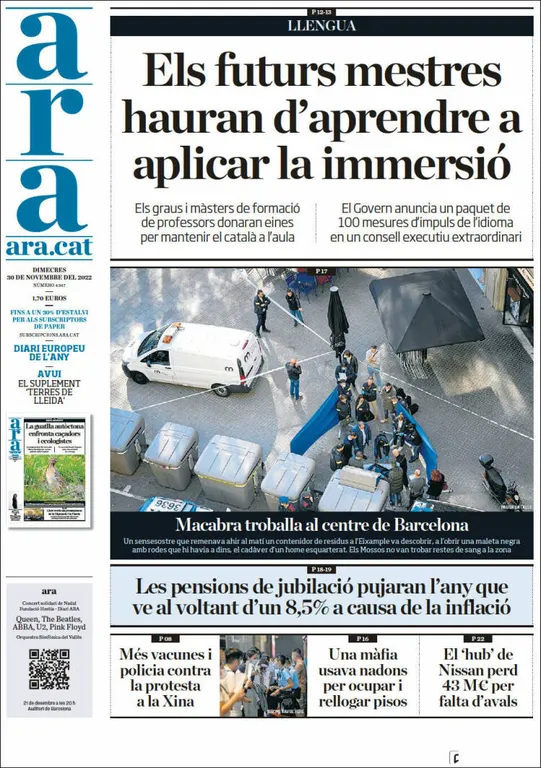 Consulta les portades dels diaris d'aquest 30 de novembre
