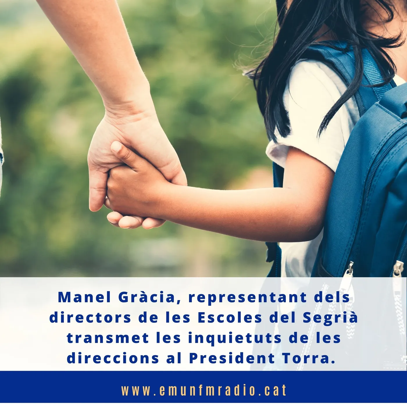 Manel Gràcia, represenant dels directors de les Escoles del Segrià transmet les inquietuds de les direccions al President Torra.