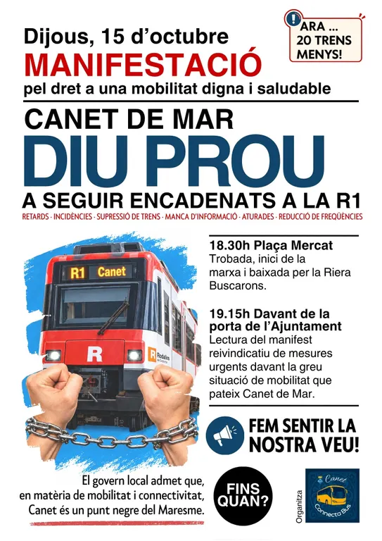 Canet Connecta Bus es manifesta avui per reclamar alternatives a Rodalies