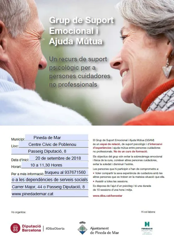 Nova edició del grup de Suport Emocional i d'Ajuda Mútua per a persones cuidadores no professionals