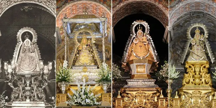 La Virgen de Consolación reestrena la peana de su camarín tras recuperarse las piezas de la mesa del altar del santuario