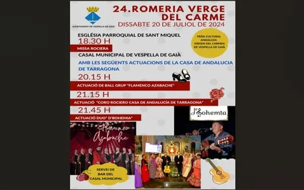 Vespella de Gaià celebrarà la 24a Romeria Verge del Carme el dissabte 20 de juliol