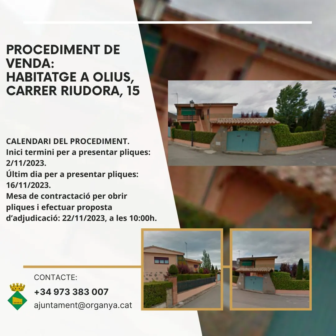 <strong>L'Ajuntament d'Organyà té a la venda un habitatge al Pi de Sant Just</strong>