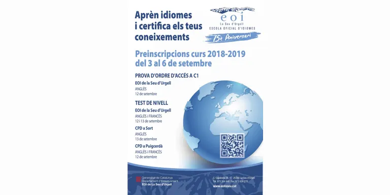 Obertes les preinscripcions de l'EOI per al curs 2018-2019
