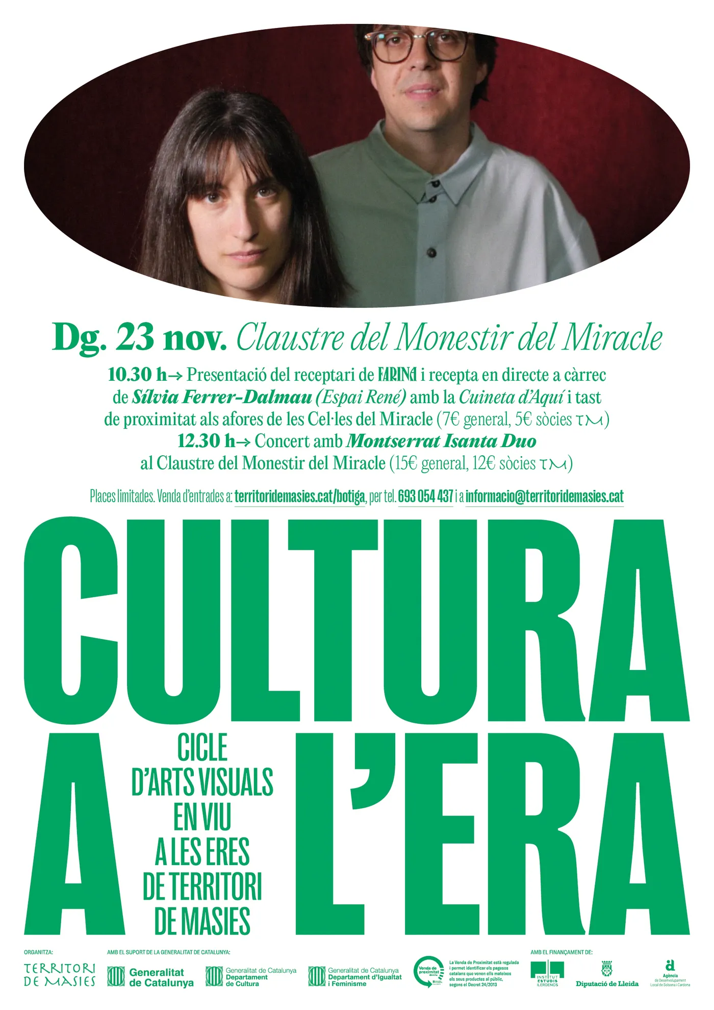La nova edició del cicle Cultura a l'Era de Territori de Masies s'estrena aquest diumenge al Miracle