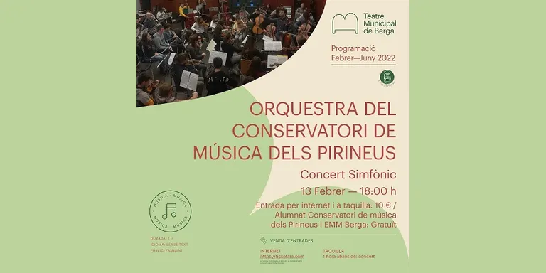 El Conservatori de Música dels Pirineus ofereix els concerts del Projecte Simfònic 2021-2022 a Berga i a la Seu d’Urgell