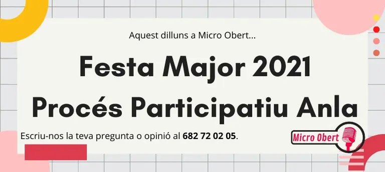 Descobreix com serà la Festa Major 2021 i el Procés Participatiu de l’Anla