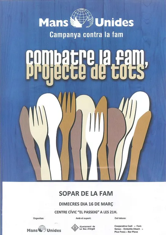 Sopar de la Fam a la Seu d'Urgell, organitzat per Mans Unides