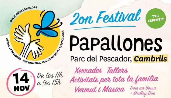 El Parc del Pescador acollirà dissabte 14 de novembre el segon festival Papallones