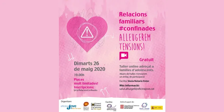 Taller en línia sobre ‘Relacions familiars confinades' per a famílies amb adolescents