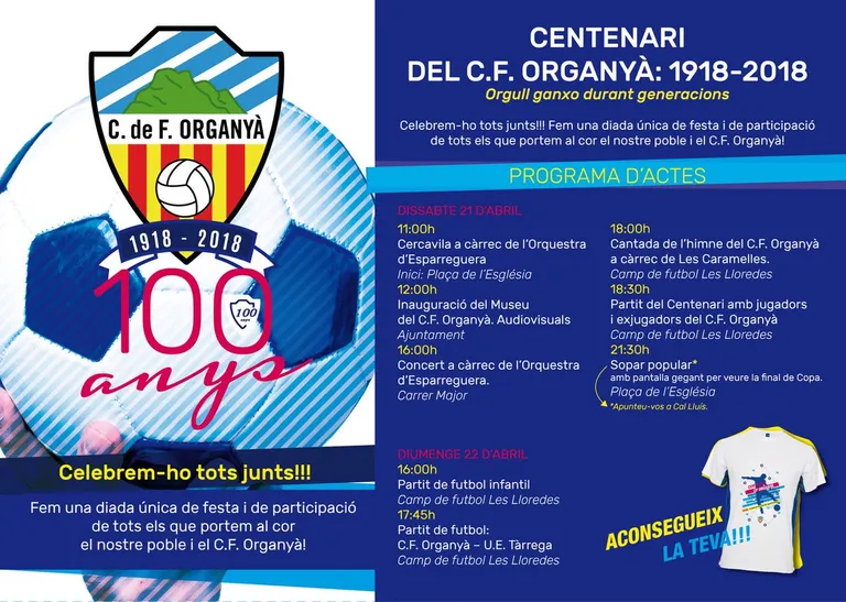 El Club de Futbol Organyà celebra el Centenari
