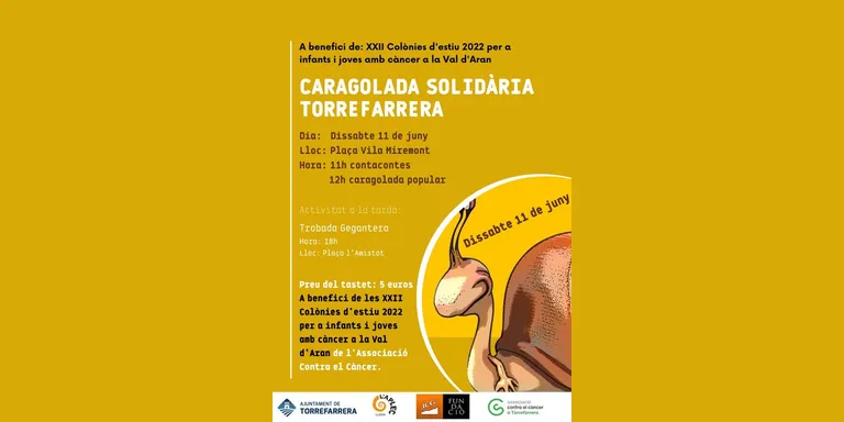 Caragolada Solidària a Torrefarrera per recaptar fons per les colònies per a infants i adolescents amb càncer