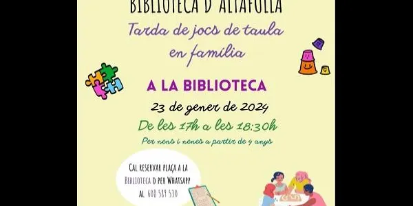 Tornen les tardes de jocs en família a la Biblioteca Municipal d'Altafulla