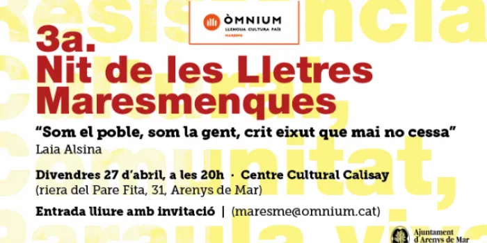 Arenys de Mar acull divendres la tercera edició de la ‘Nit de les Lletres Maresmenques’
