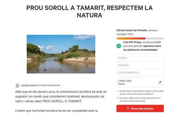 Els veïns de Tamarit diuen prou al soroll i insten les administracions a regular els nivells de contaminació acústica