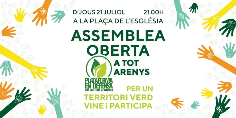 La Plataforma en Defensa del Territori Arenyenc fa avui una assemblea oberta