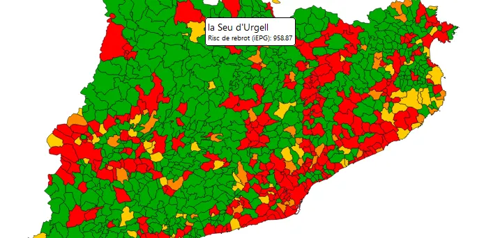 El risc de rebrot a la Seu d'Urgell s'enfila fins als 958 punts i la velocitat de transmissió s'apropa a 4