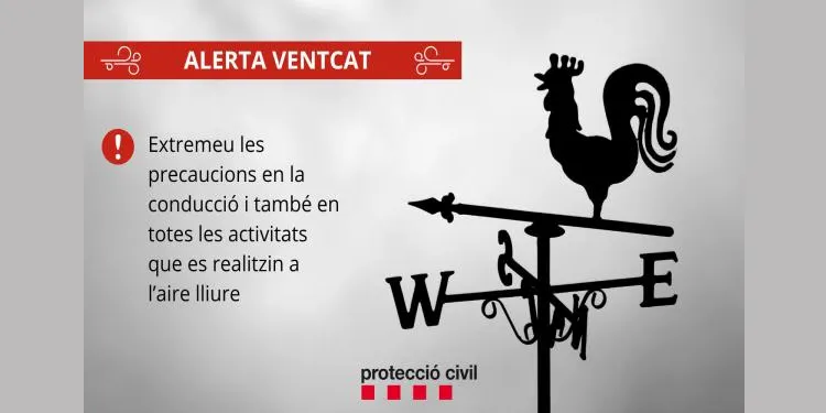 Protecció Civil de la Generalitat activa l'Alerta del pla VENTCAT per la previsió de fort vent fins al dissabte al matí