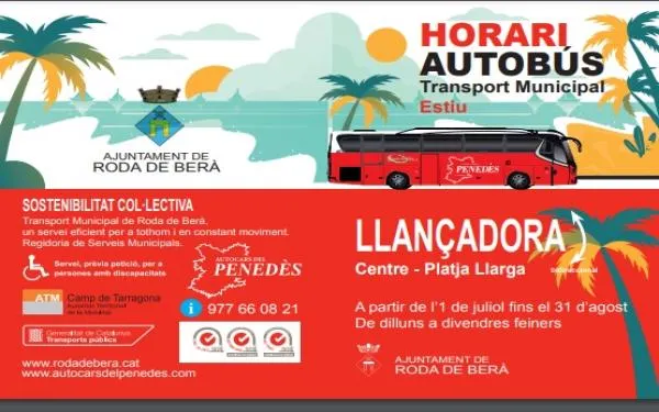 Roda de Berà comptarà amb servei de bus llançadora que connectarà el nucli urbà amb la platja Llarga els mesos de juliol i agost