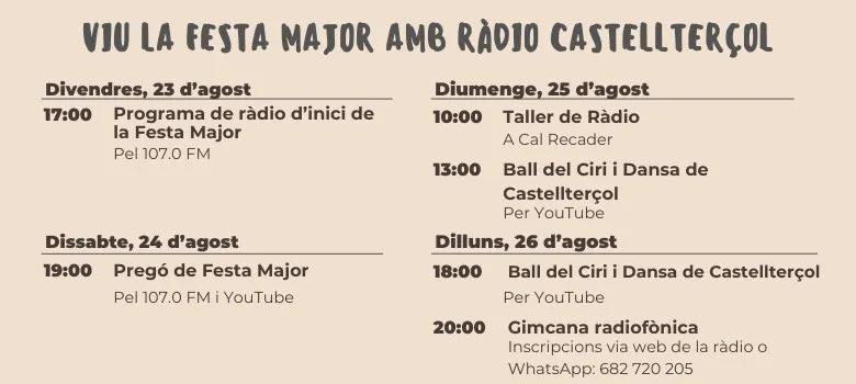 Viu la Festa Major amb Ràdio Castellterçol