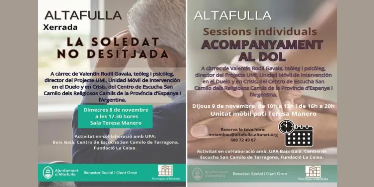 L'Ajuntament d'Altafulla ofereix aquesta setmana dues propostes per tractar de la soledat i de la pèrdua