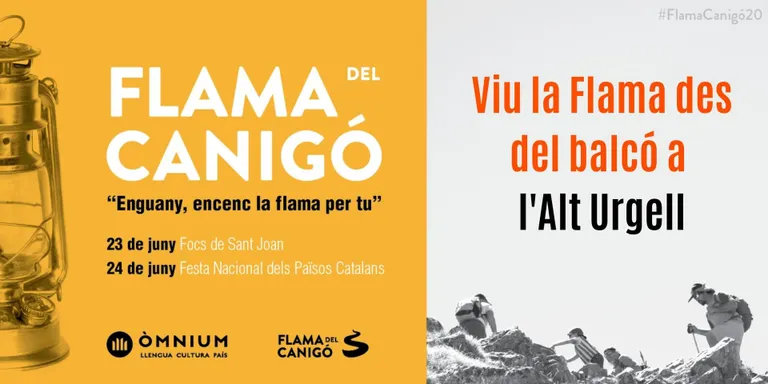 Òmnium Cultural Alt Urgell promou la campanya 'Viu la Flama des del balcó'
