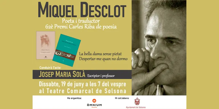 Òmnium Solsonès proposa per dissabte una tertúlia literària al voltant de dues obres de Miquel Desclot
