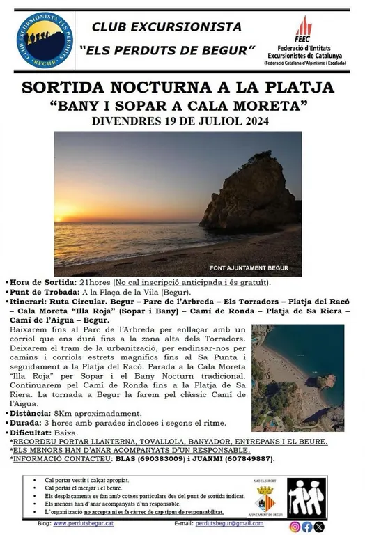 Sortida nocturna a la platja amb el Club Excursionista Els Perduts de Begur