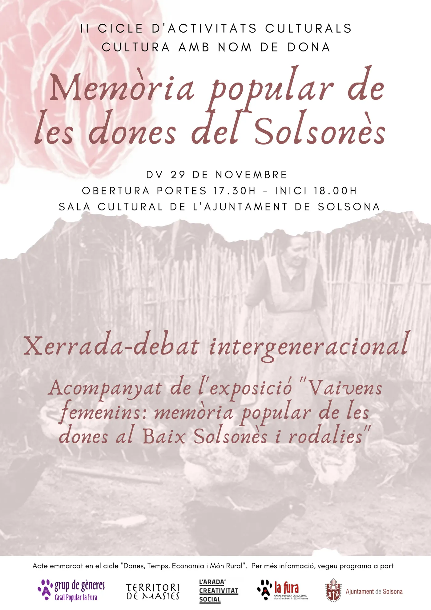 Solsona acull divendres un debat intergeneracional sobre la vida de les dones a pagès