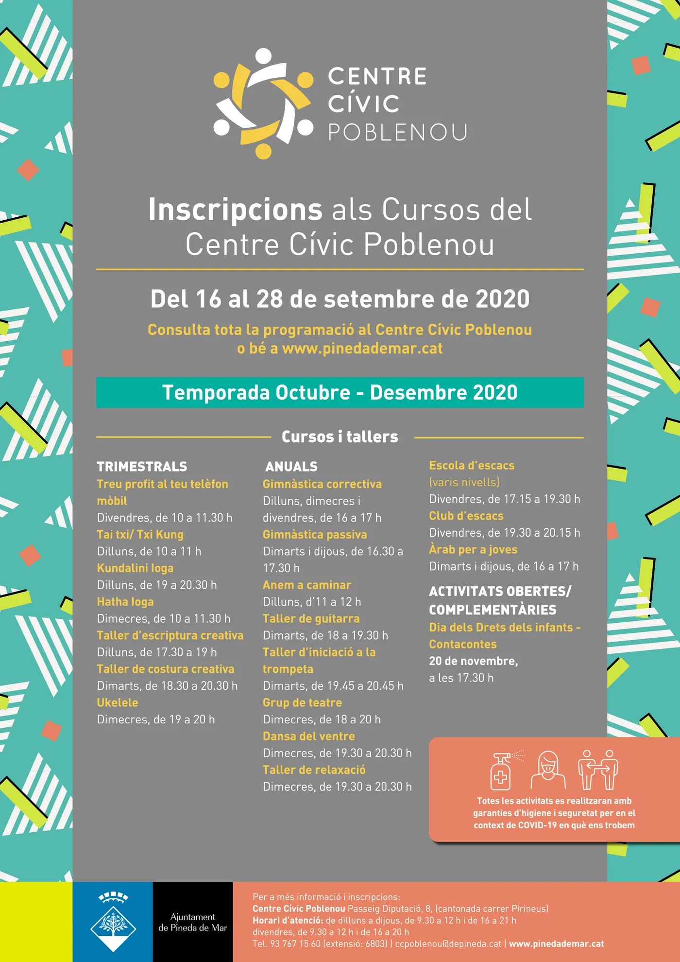 Tornen els cursos del Centre Cívic Poblenou amb totes les mesures de seguretat