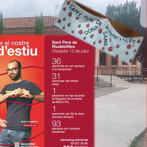 Resultats de la Donació de sang del dissabte 12 de juliol a Sant Pere de Riudebitlles.